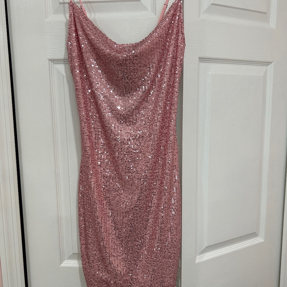 Fashion Nova pink kaya sequins mini dress size large
